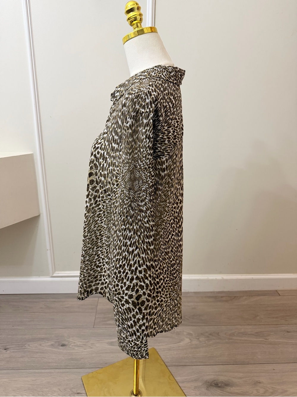 Liverpool Los Angeles Animal Print Button Down Blouse Brown Size L - Picture 3 of 7